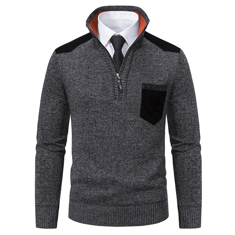 Męski sweter o slim fit z polarem idealny na zimę